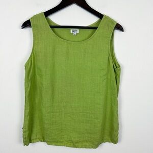 Heaven 100% Linen Tank Top Green Size Medium
